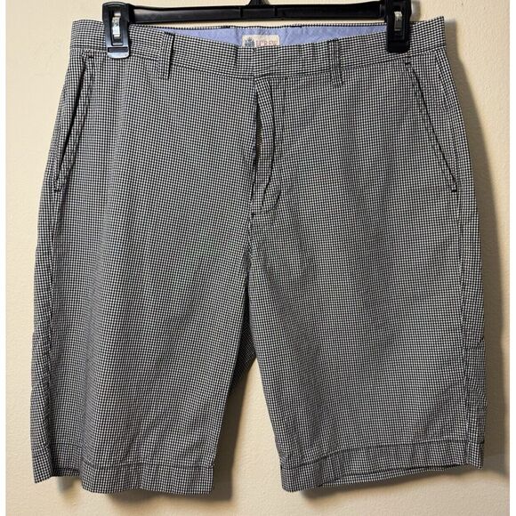 J. Crew Other - J.Crew Mens 34 Black White Gingham‎ Plaid Rivington Shorts Flat Front Cotton